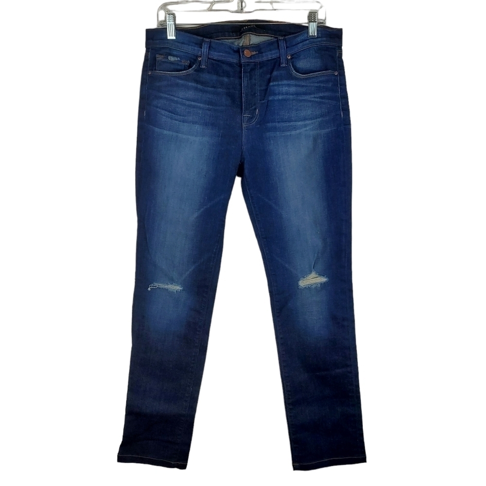 J Brand Rail Jeans Alta 31 Midrise Skinny Stretch Distressed 8112C006 Dark Wash